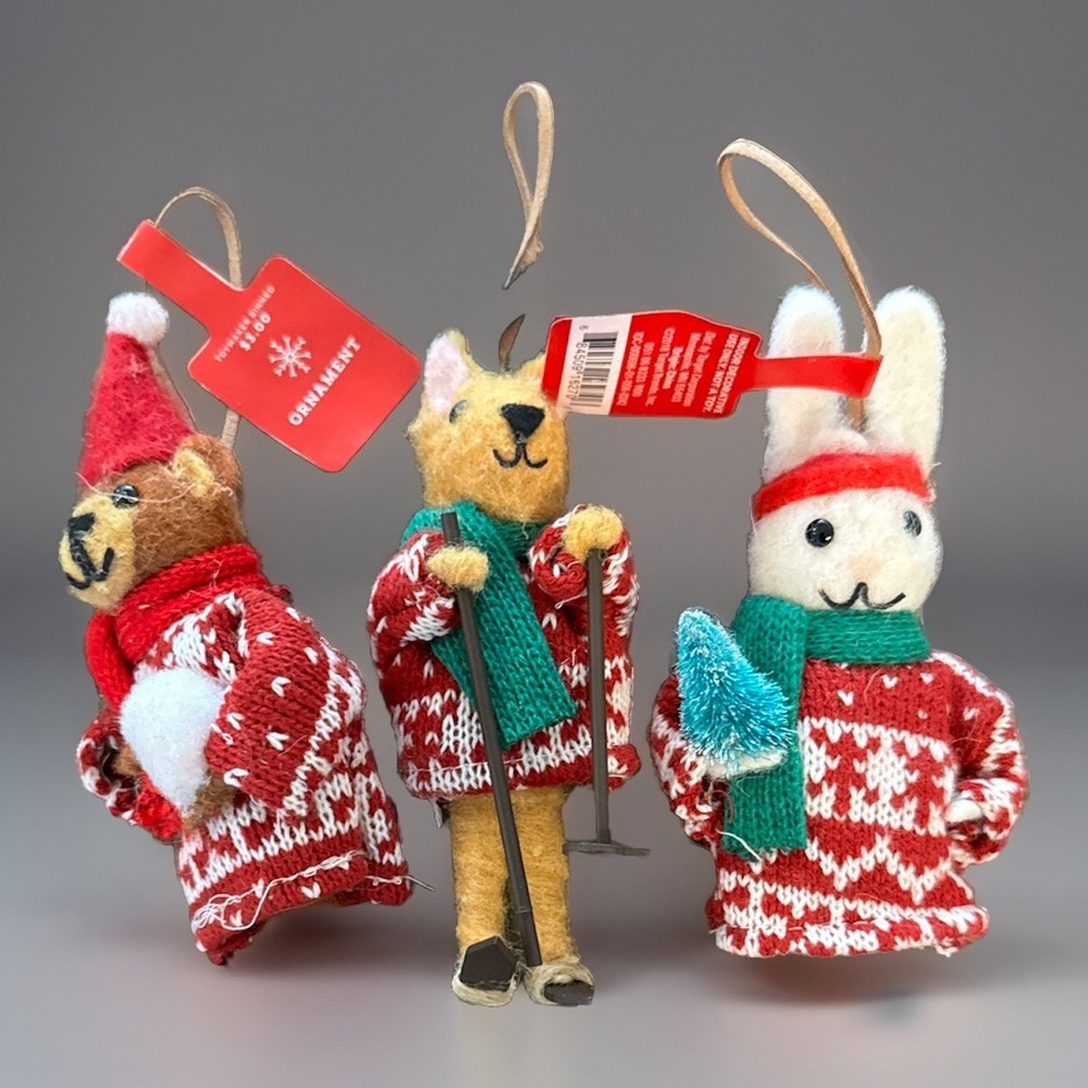 Target Wondershop Christmas Ornaments 2018 Wool Felt Fair Isle Sweaters Lot of 3